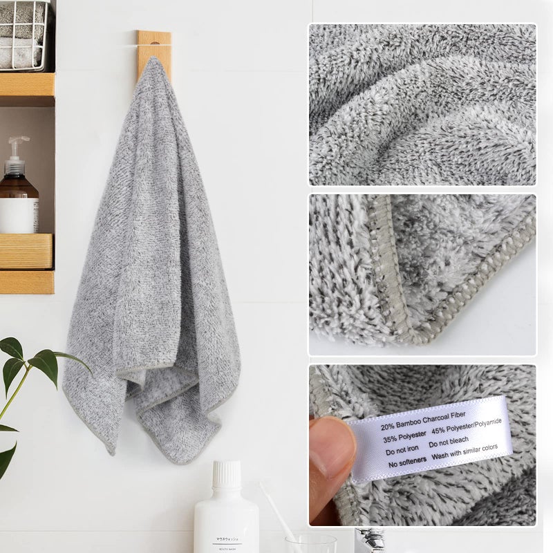 SINLAND Microfiber Hand Towels for Bathroom Super Soft Washcloth for Home Spa Sports Face Towels Hair Towels 16Inch x 31Inch Light Grey 3Pack - Image 5